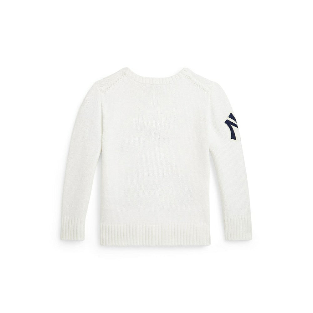 Yankees Polo Ralph Lauren Preschool Bear Sweater White