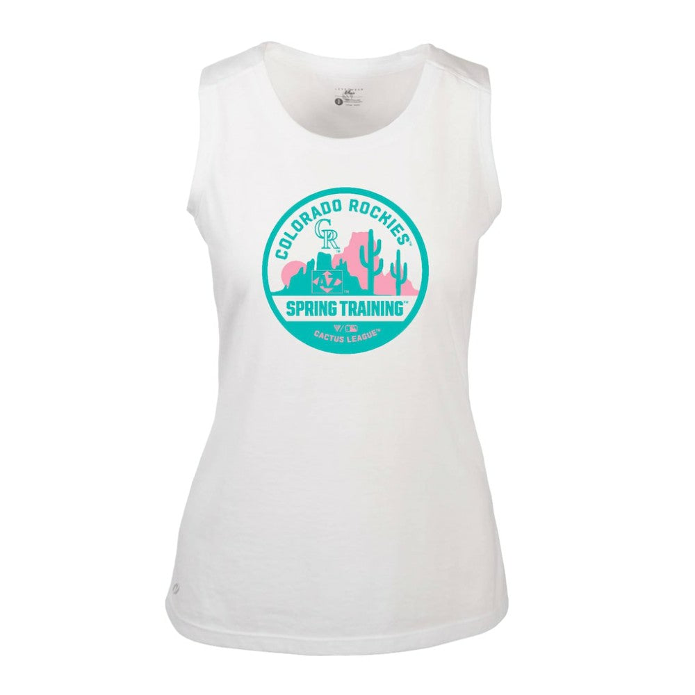Colorado Rockies Levelwear Women's Macy Spring Training Badge Bold Tank Top White