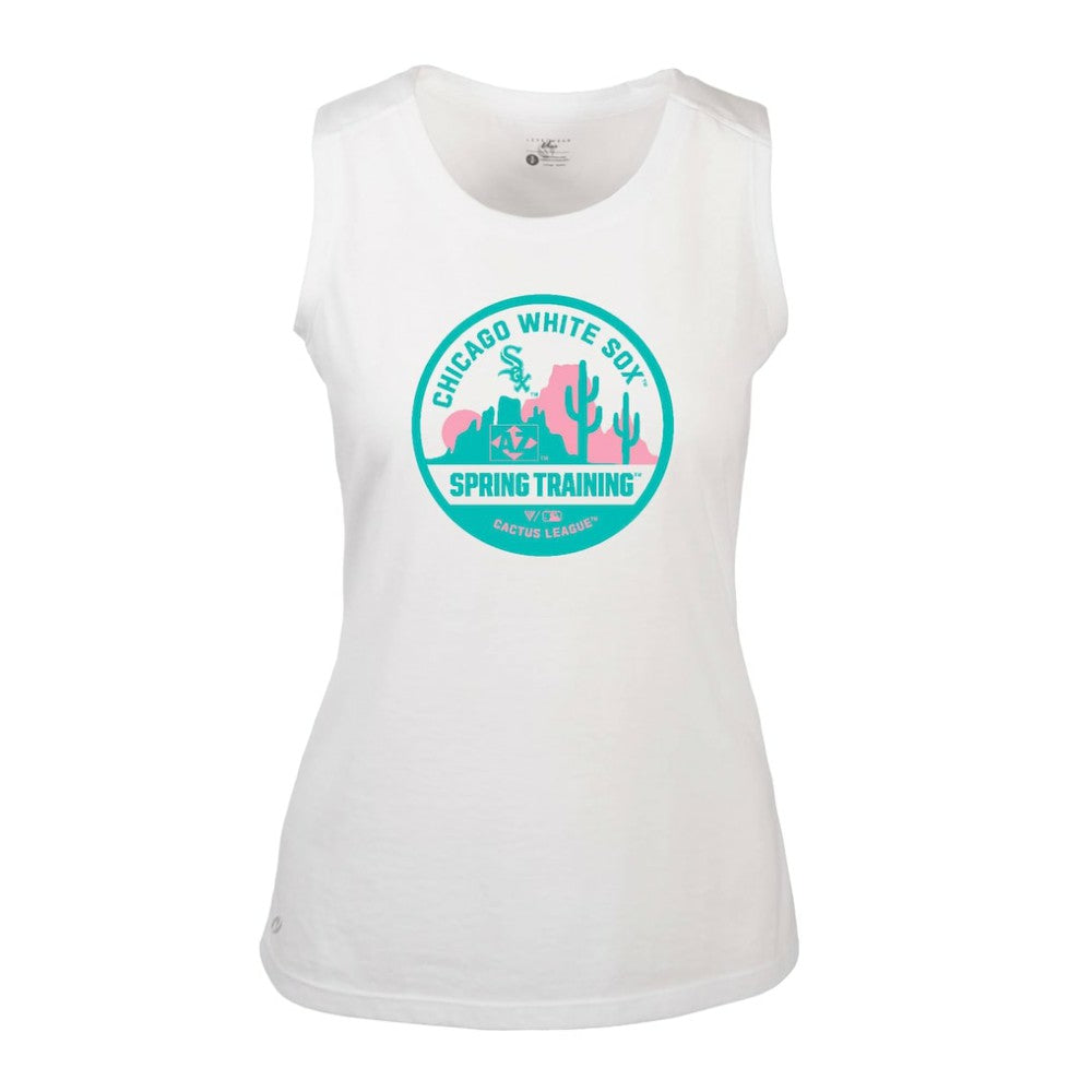 Chicago White Sox Levelwear Women's Macy Spring Training Badge Bold Tank Top White