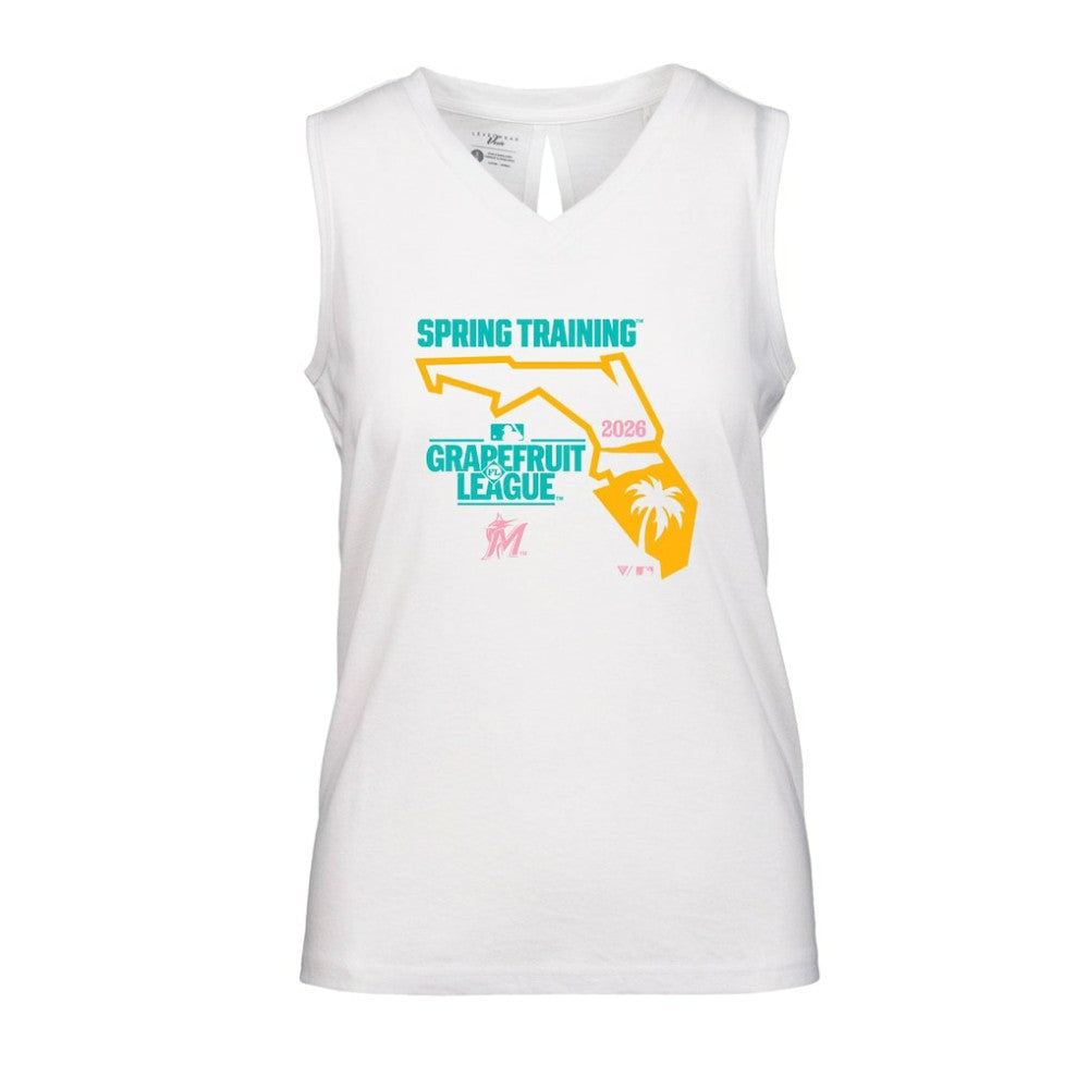 Miami Marlins Levelwear Women's 2026 Spring Training Paisley Ball Bold Tank White