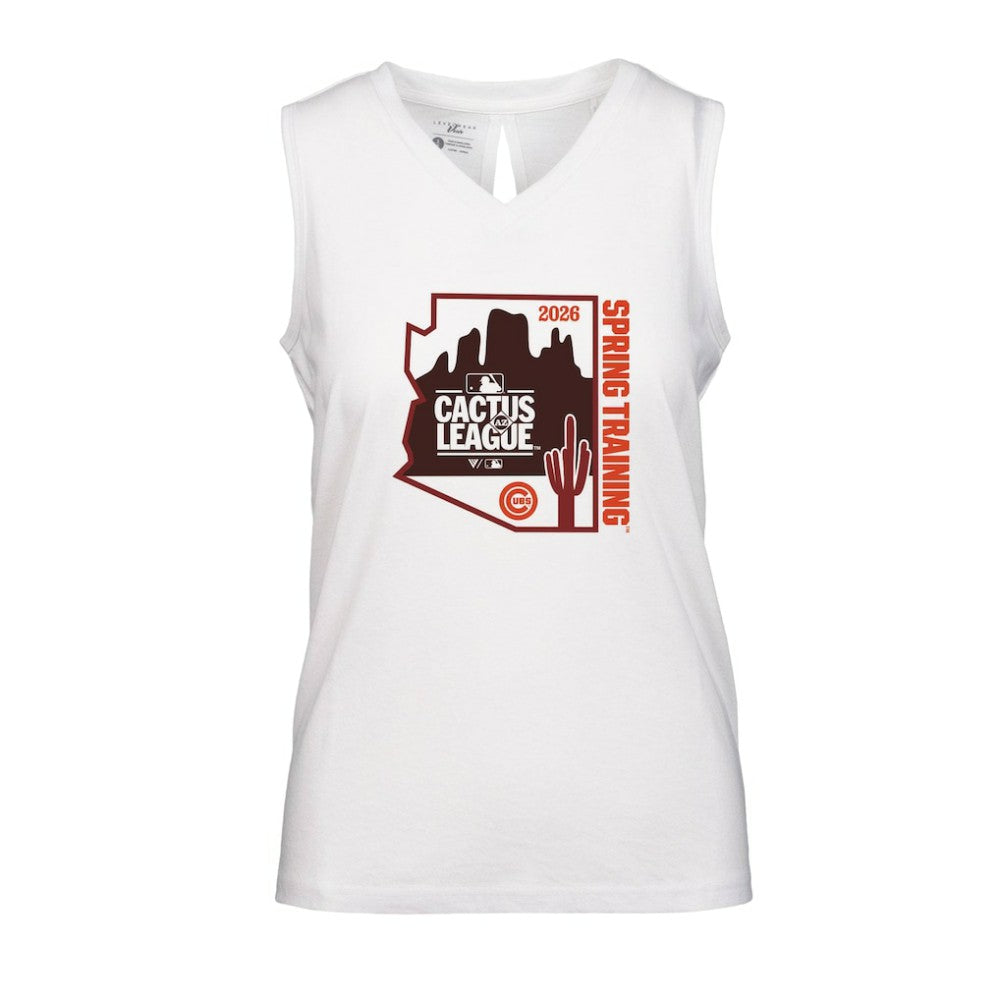 Chicago Cubs Levelwear Women's 2026 Spring Training Paisley Ball Bold Tank White