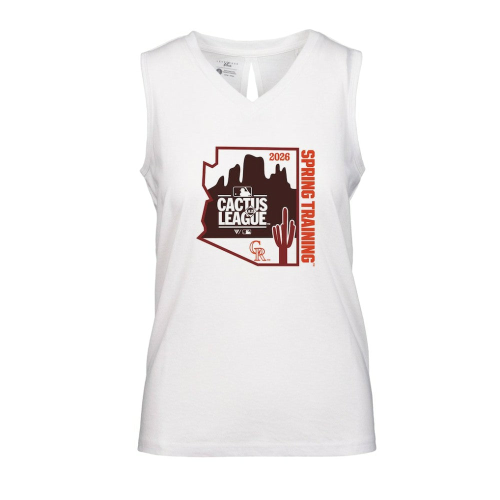 Colorado Rockies Levelwear Women's 2026 Spring Training Paisley Ball Bold Tank White