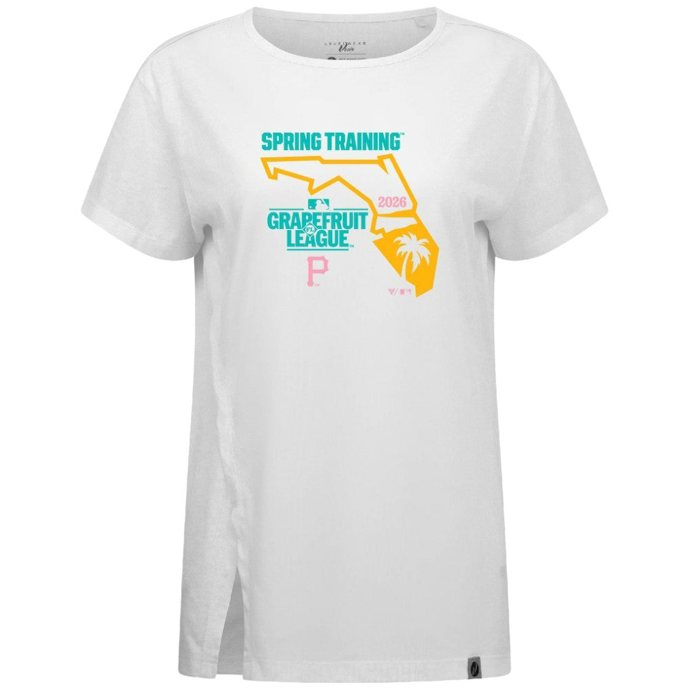 Pittsburgh Pirates Levelwear Women's 2026 Spring Training Influx Ball Bold T-Shirt White