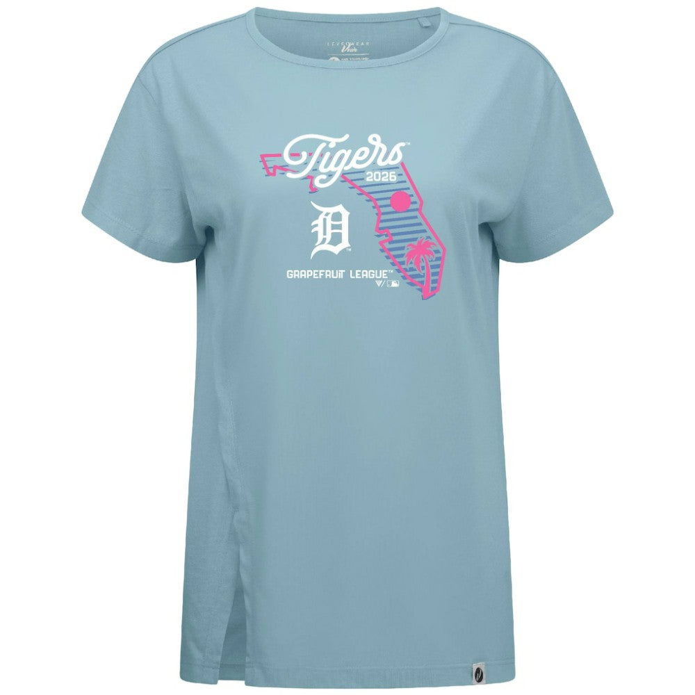 Detroit Tigers Levelwear Women's Influx Spring Training Sunrise Bold T-Shirt Blue