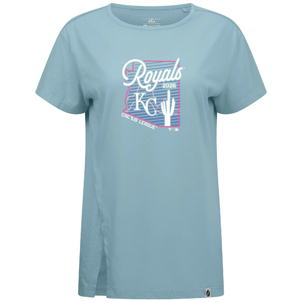 Kansas City Royals Levelwear Women's Influx Spring Training Sunrise Bold T-Shirt Blue