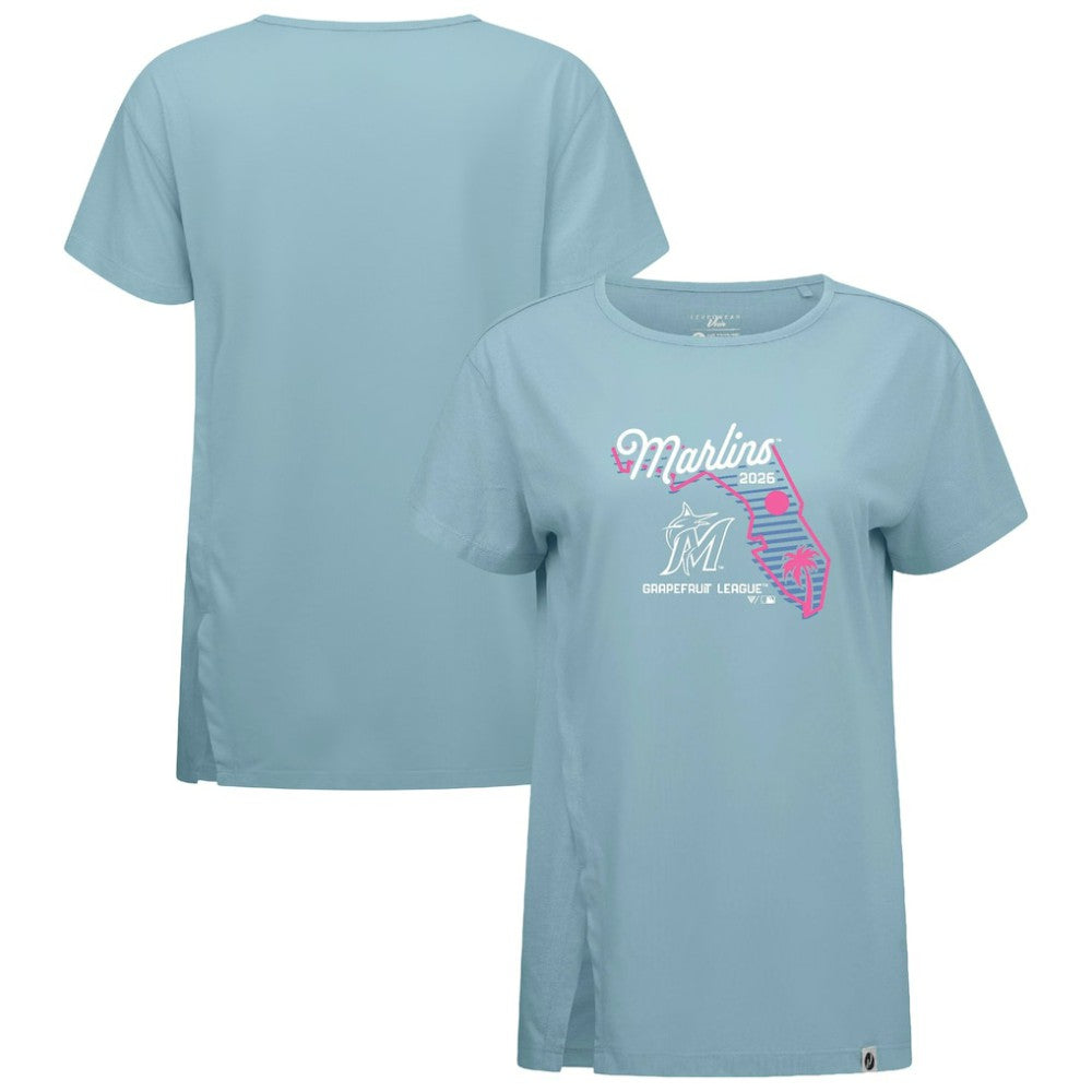 Miami Marlins Levelwear Women's Influx Spring Training Sunrise Bold T-Shirt Blue