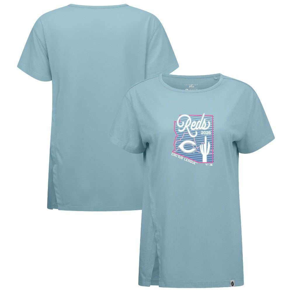 Cincinnati Reds Levelwear Women's Influx Spring Training Sunrise Bold T-Shirt Blue