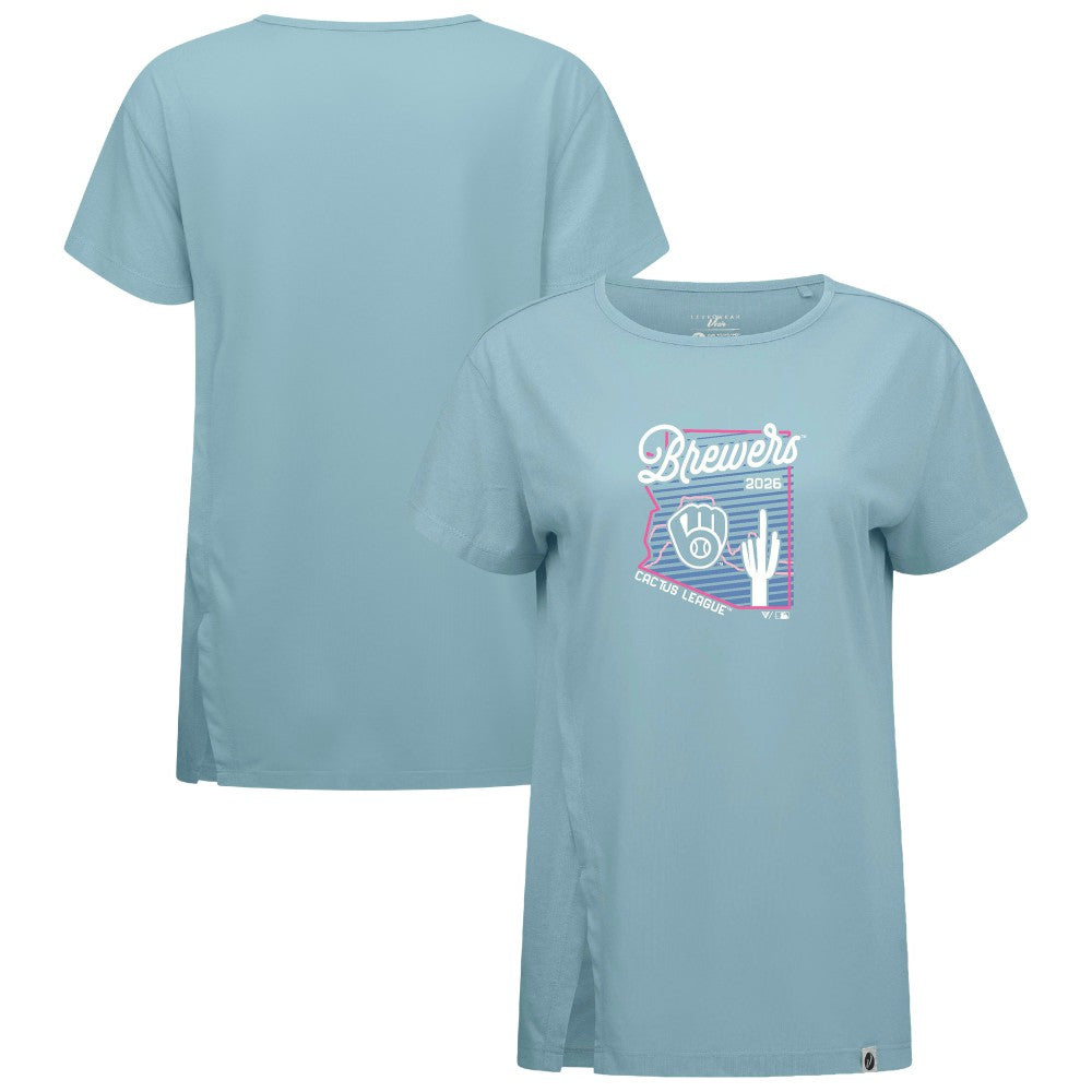 Milwaukee Brewers Levelwear Women's Influx Spring Training Sunrise Bold T-Shirt Blue