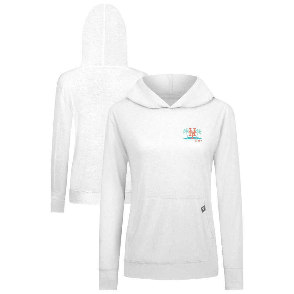 New York Mets Levelwear Women's Relay Spring Break Panoramic Bold Hoodie White