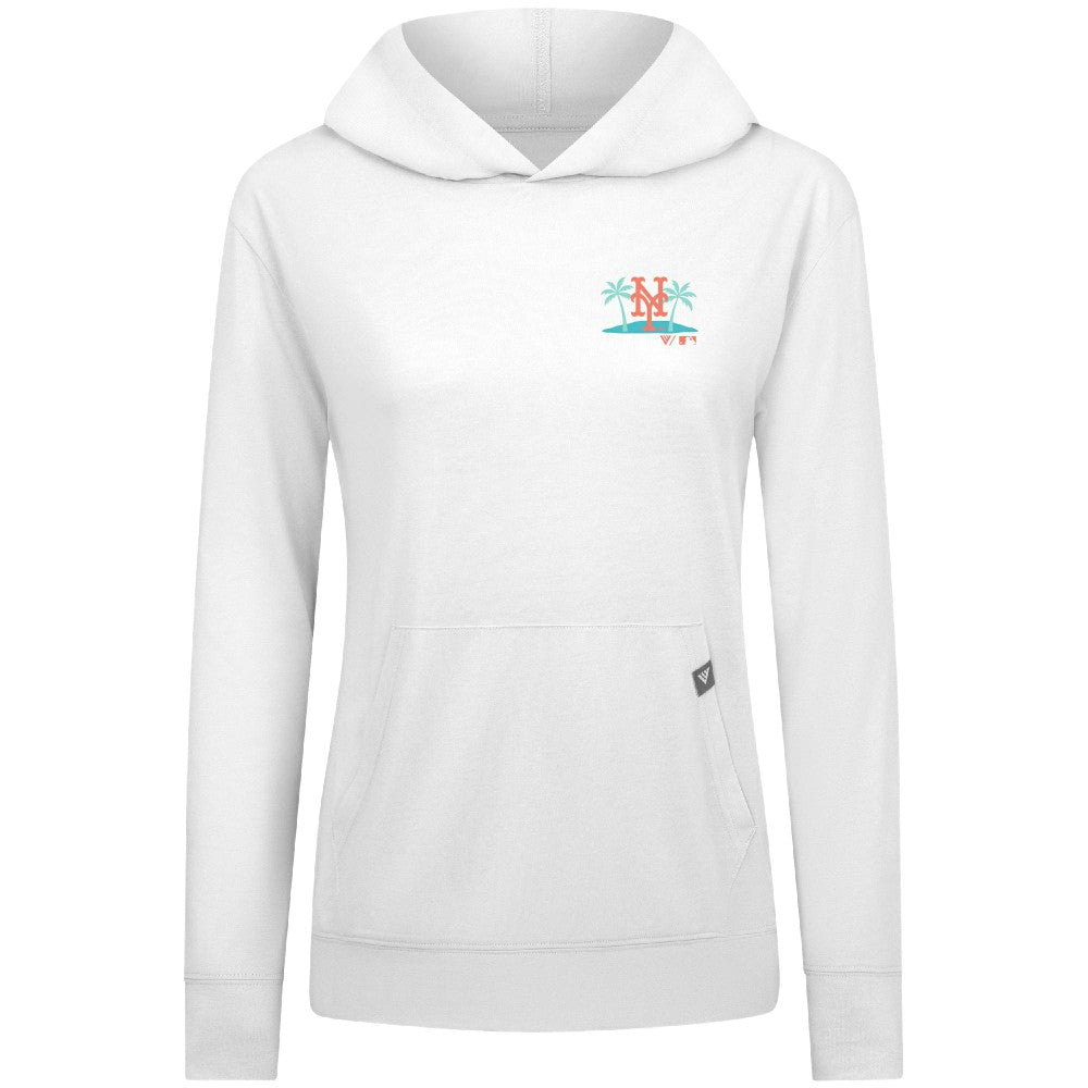 New York Mets Levelwear Women's Relay Spring Break Panoramic Bold Hoodie White
