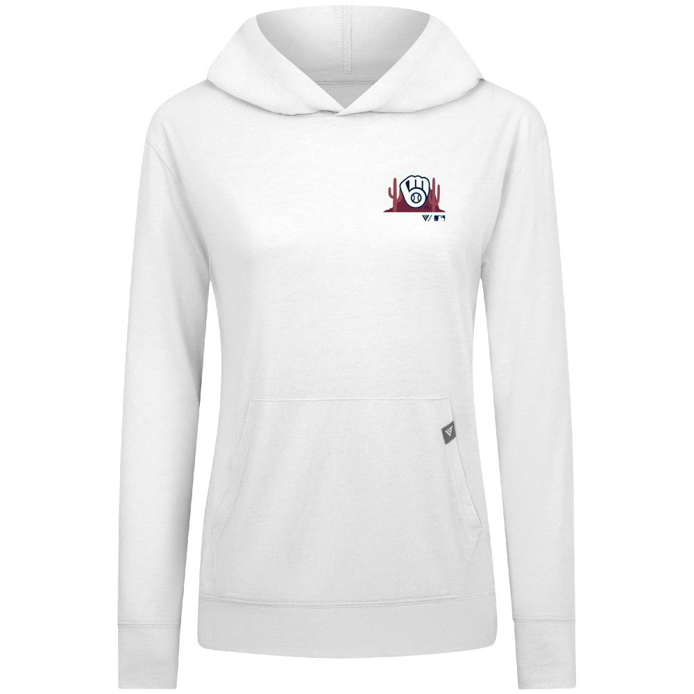 Milwaukee Brewers Levelwear Women's Relay Spring Break Panoramic Bold Hoodie White