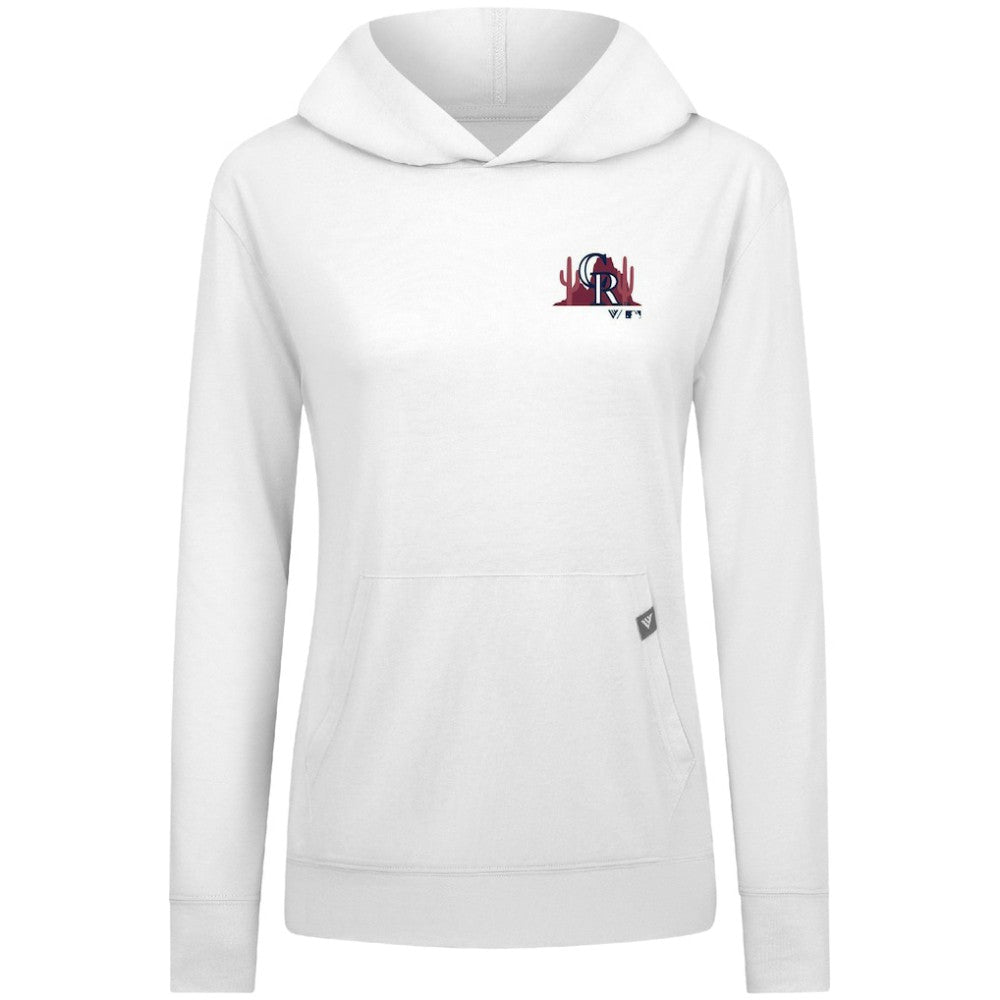 Colorado Rockies Levelwear Women's Relay Spring Break Panoramic Bold Hoodie White