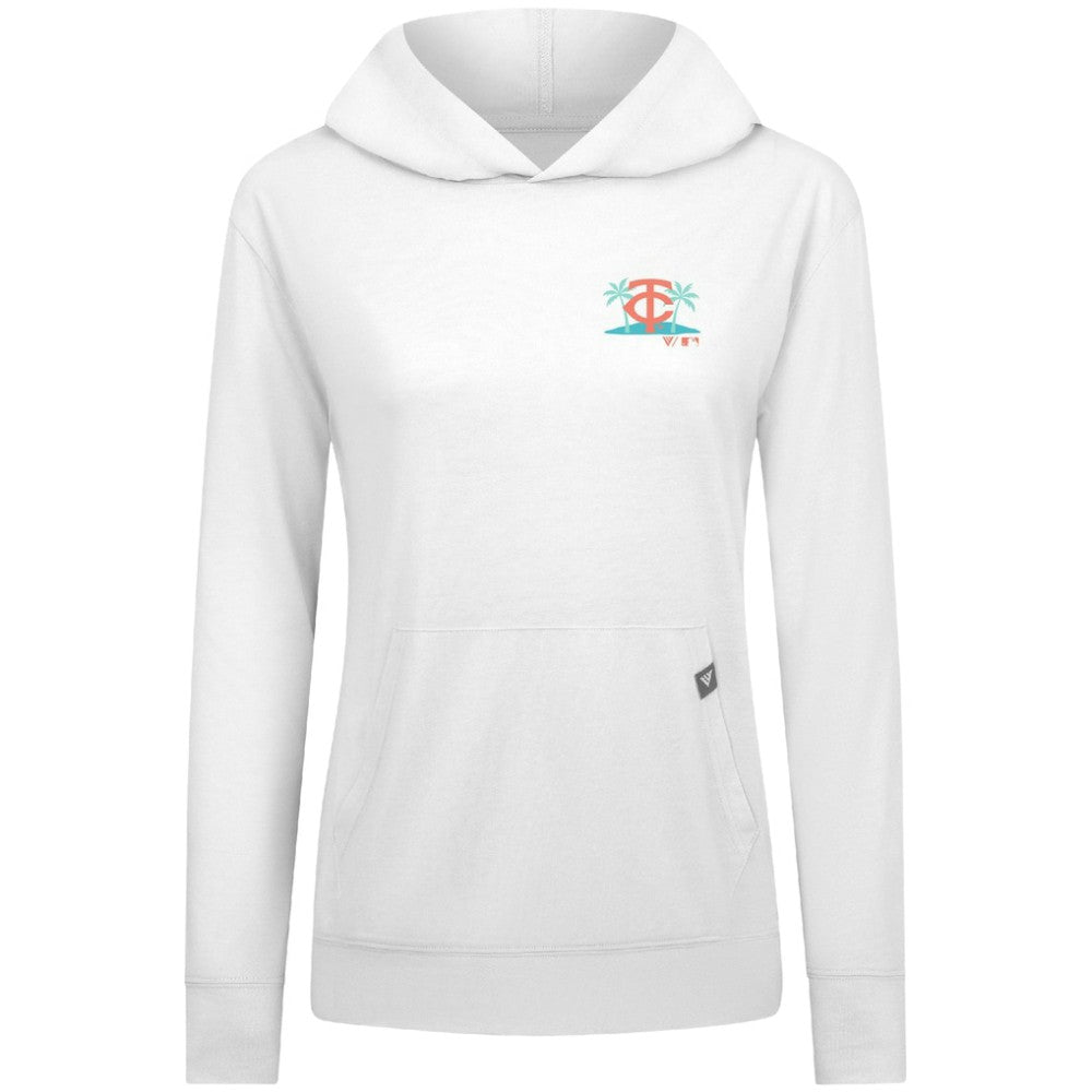Minnesota Twins Levelwear Women's Relay Spring Break Panoramic Bold Hoodie White