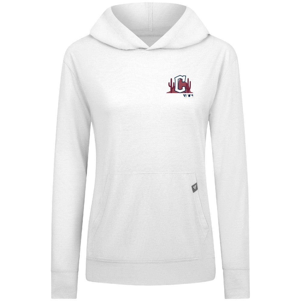 Cleveland Guardians Levelwear Women's Relay Spring Break Panoramic Bold Hoodie White