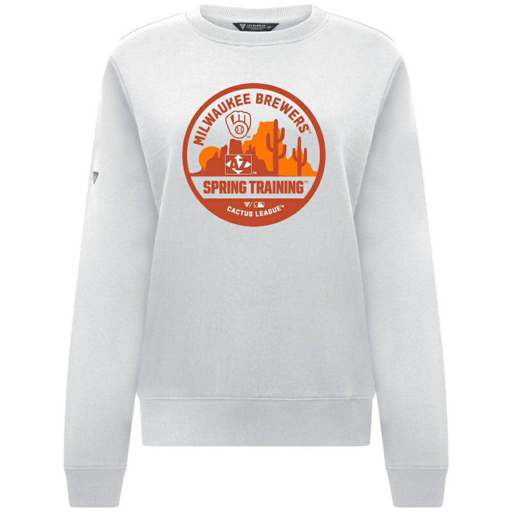 Milwaukee Brewers Levelwear Women's Yvette Spring Training Badge Bold Sweatshirt White