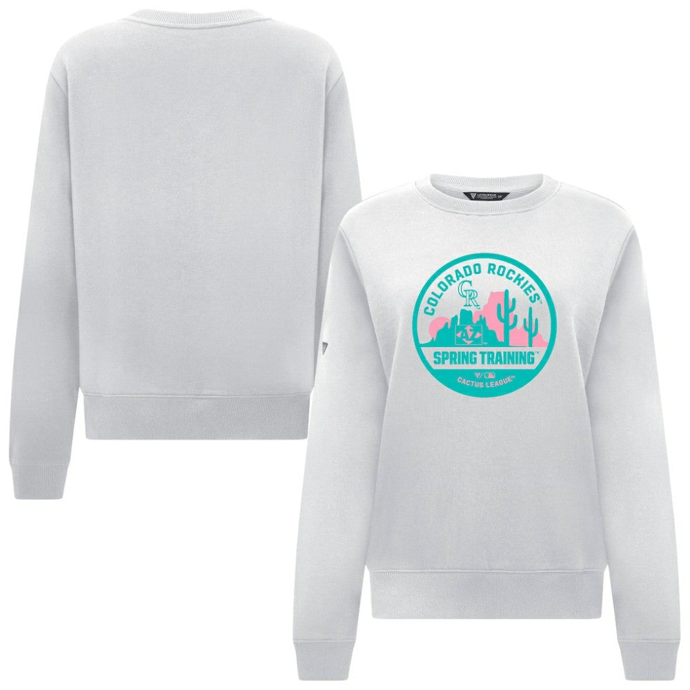 Colorado Rockies Levelwear Women's Yvette Spring Training Badge Bold Sweatshirt White