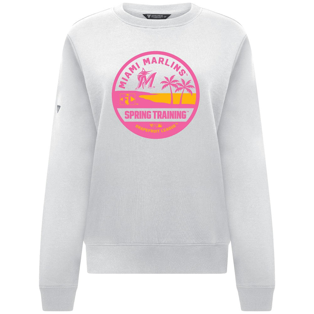 Miami Marlins Levelwear Women's Yvette Spring Training Badge Bold Sweatshirt White