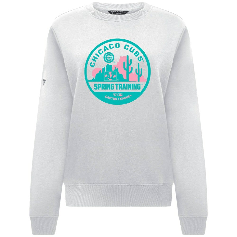 Chicago Cubs Levelwear Women's Yvette Spring Training Badge Bold Sweatshirt White
