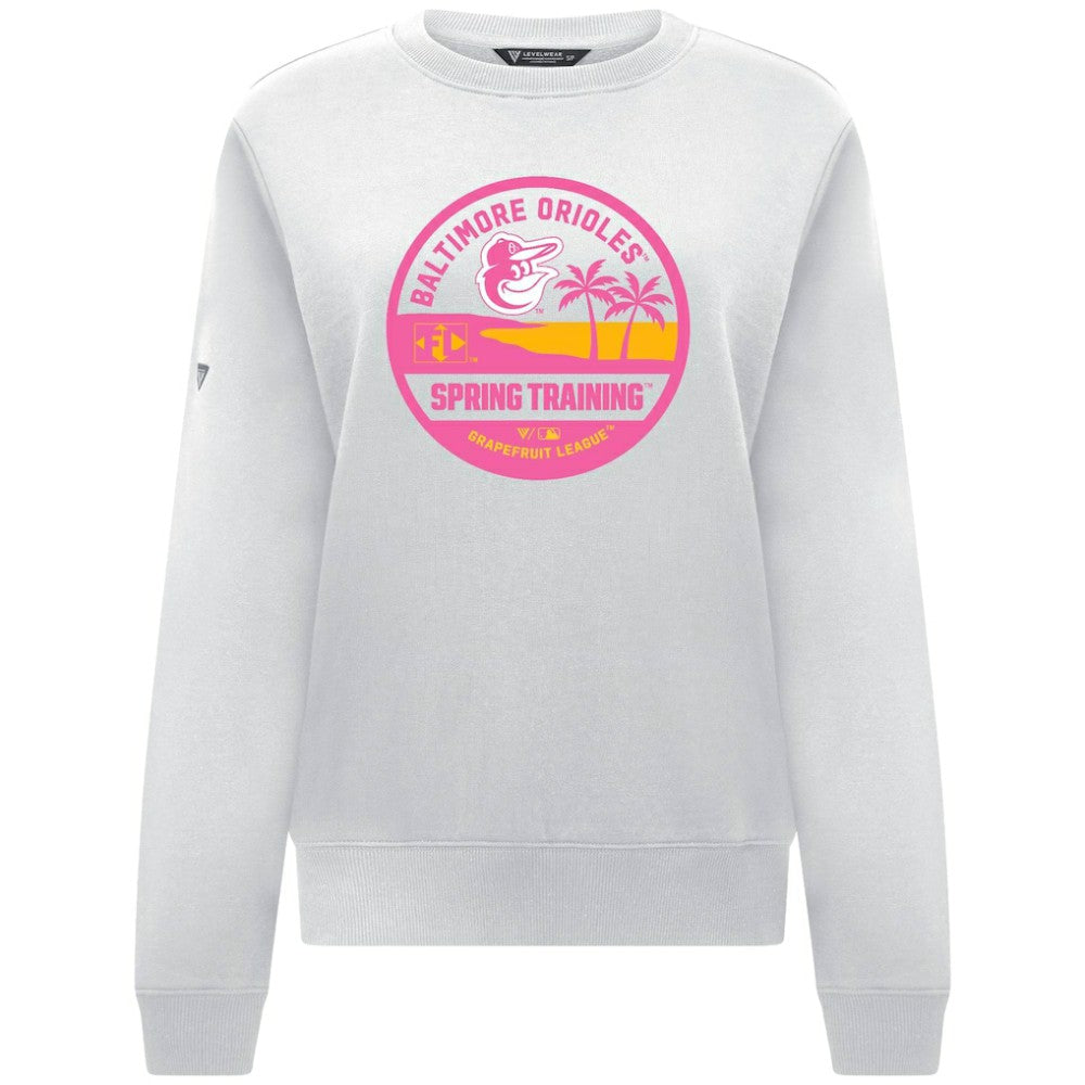 Baltimore Orioles Levelwear Women's Yvette Spring Training Badge Bold Sweatshirt White