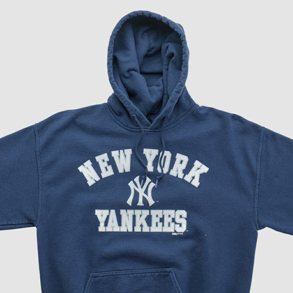 New York Yankees Stitches 2010s Hooded Pullover Sweatshirt Navy Vintage