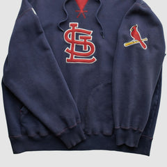 St. Louis Cardinals Majestic 2000s Hooded Pullover Sweatshirt Navy Vintage