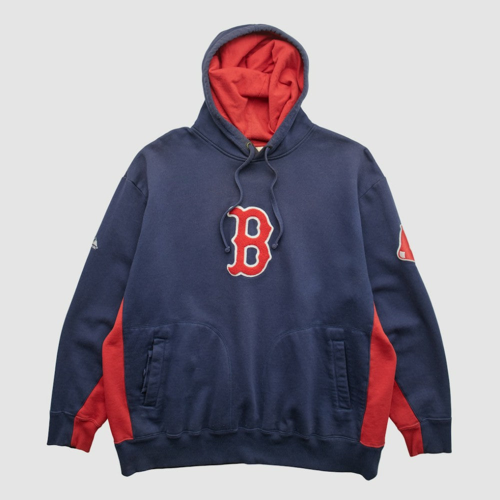 Boston Red Sox Majestic 2000s Hooded Pullover Sweatshirt Navy Vintage