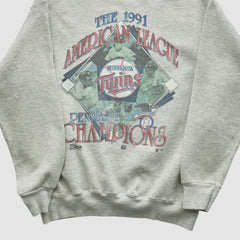 Minnesota Twins Salem Sportswear 1991 Pullover Sweatshirt Heather Gray Vintage