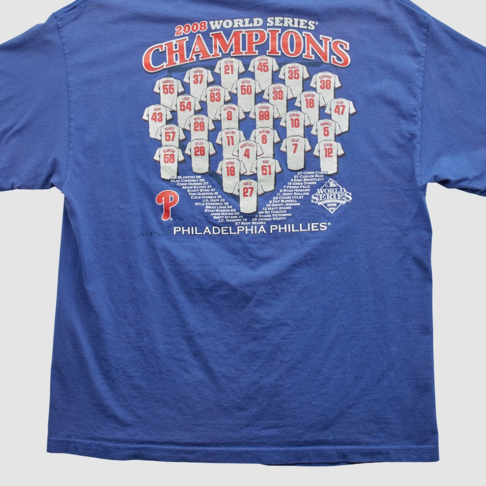World Series Champions Majestic 2008 T-shirt Blue Vintage