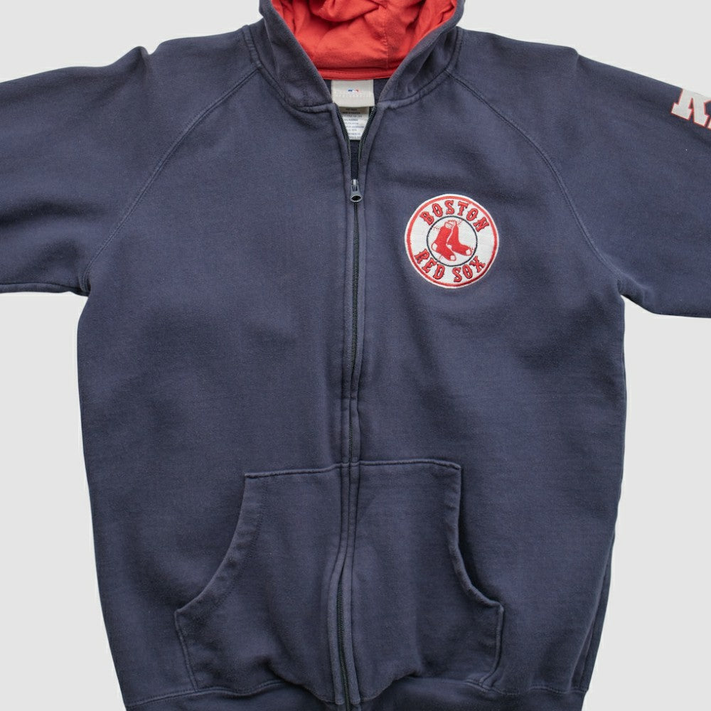 Boston Red Sox Genuine Merchandise 2000s Hooded Full Zip Sweatshirt Navy Vintage