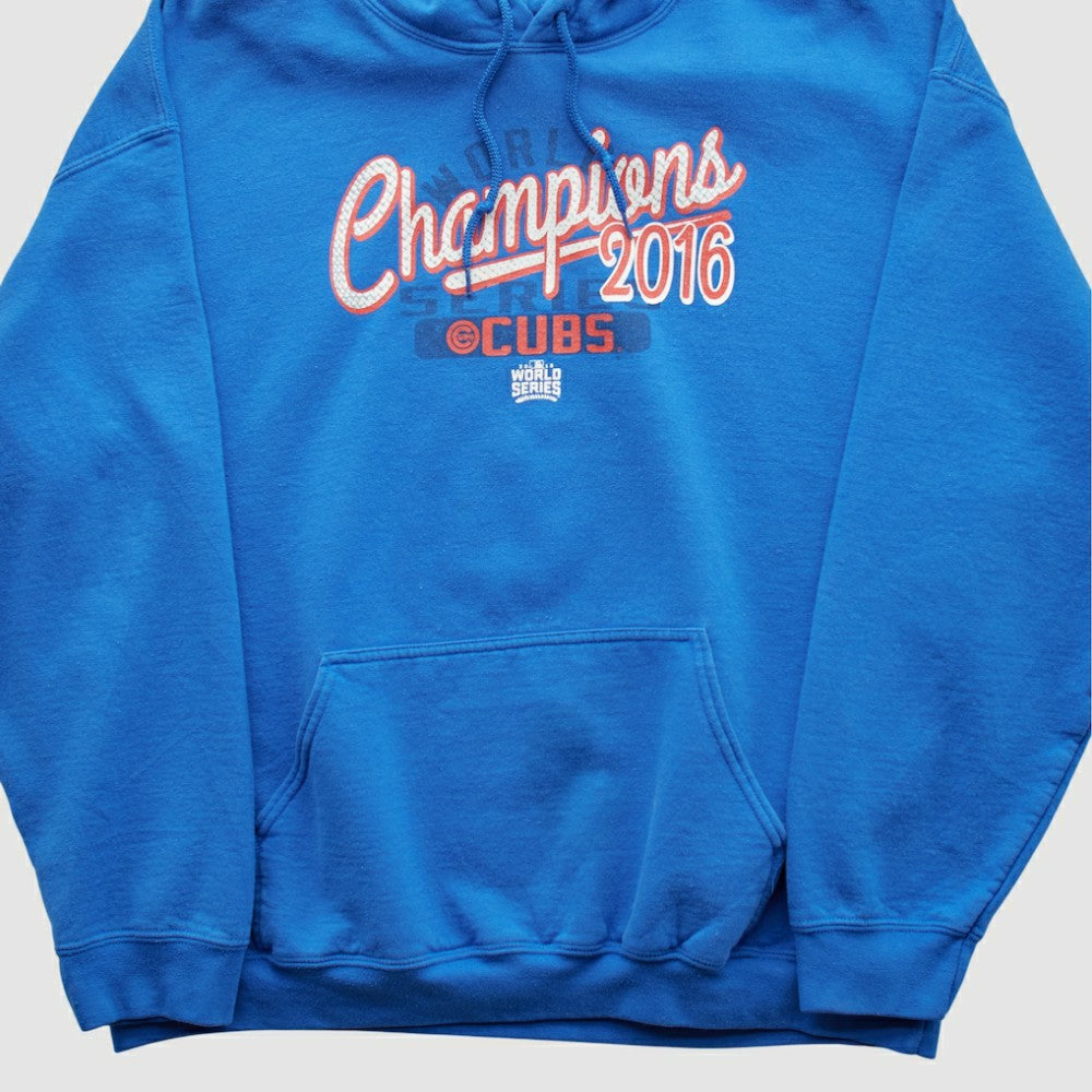 Chicago Cubs MLB Genuine Merchandise 2016 Hooded Pullover Sweatshirt Blue Vintage