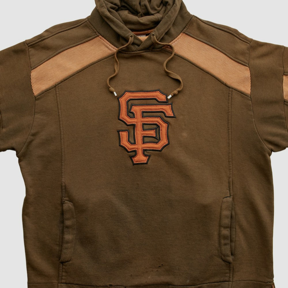 San Francisco Giants Majestic 2000s Hooded Pullover Sweatshirt Brown Vintage