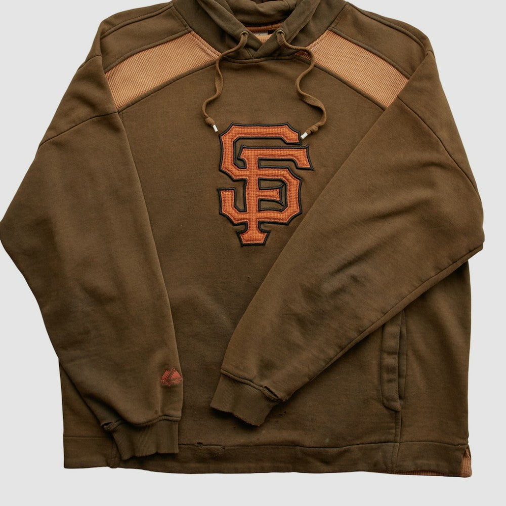 San Francisco Giants Majestic 2000s Hooded Pullover Sweatshirt Brown Vintage
