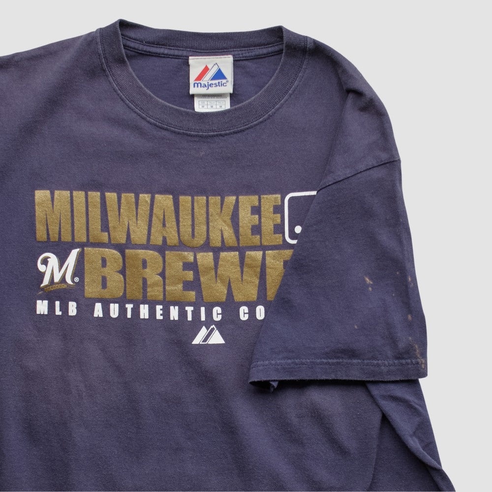 Milwaukee Brewers Majestic 2008 T-shirt Navy Vintage