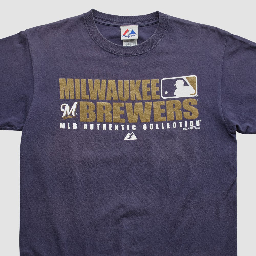 Milwaukee Brewers Majestic 2008 T-shirt Navy Vintage