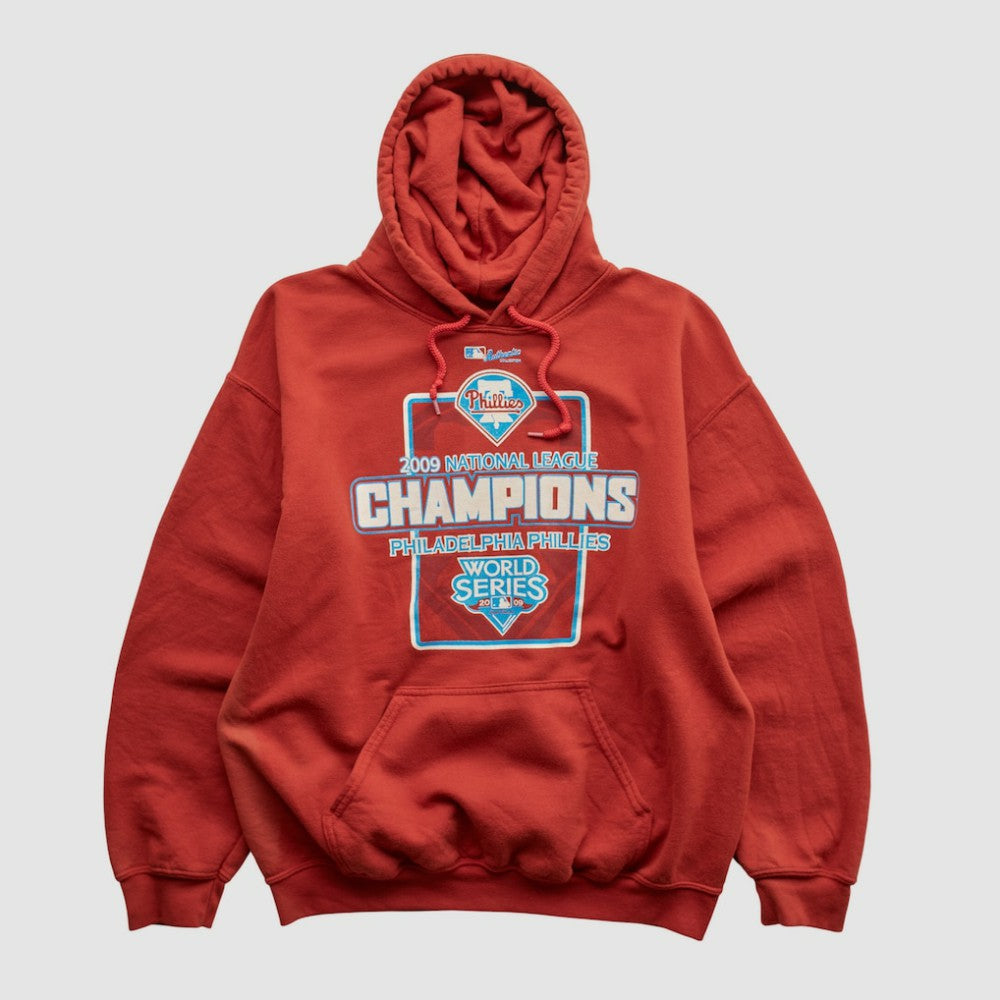 National League Champions 2009 Hooded Pullover Sweatshirt Red Vintage