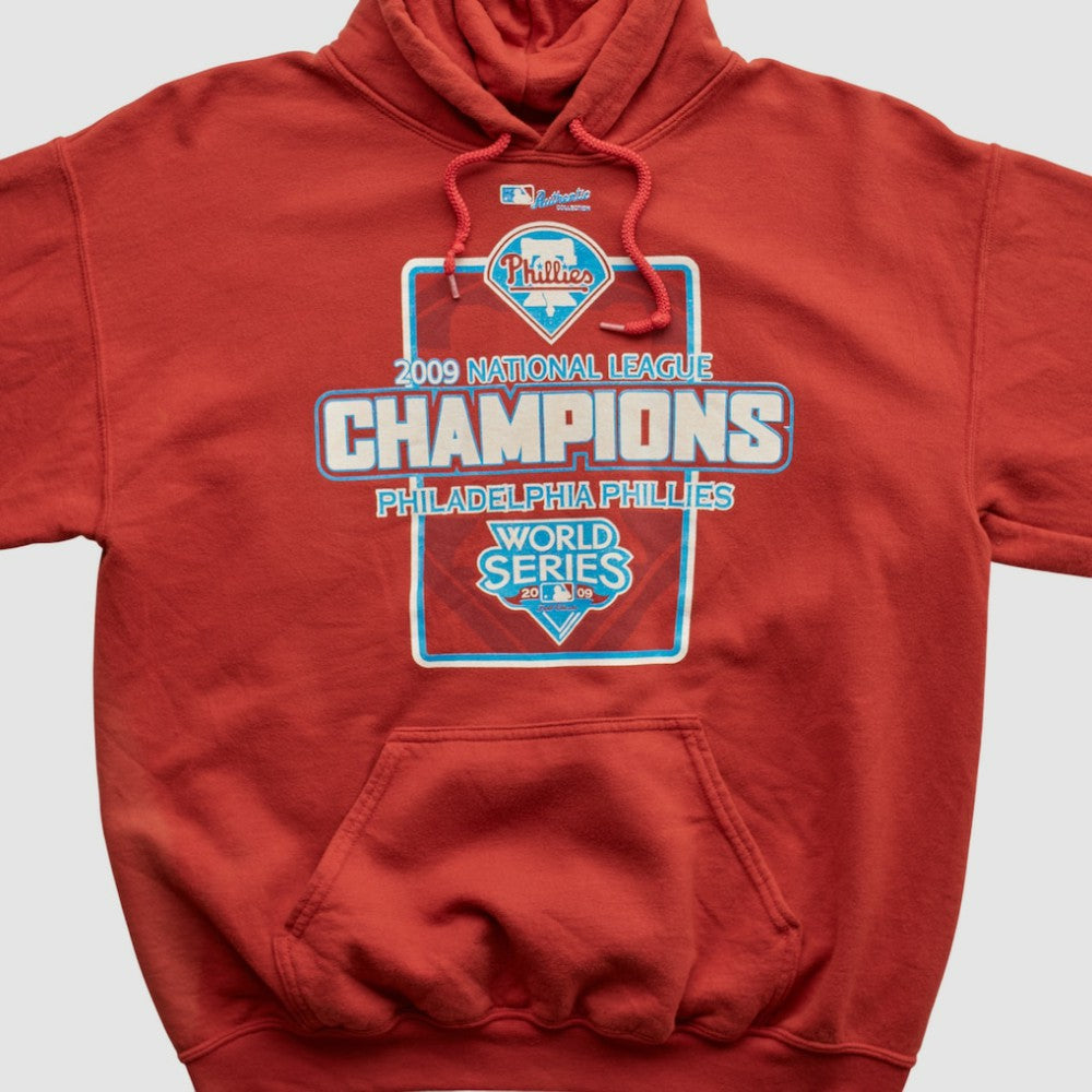 National League Champions 2009 Hooded Pullover Sweatshirt Red Vintage