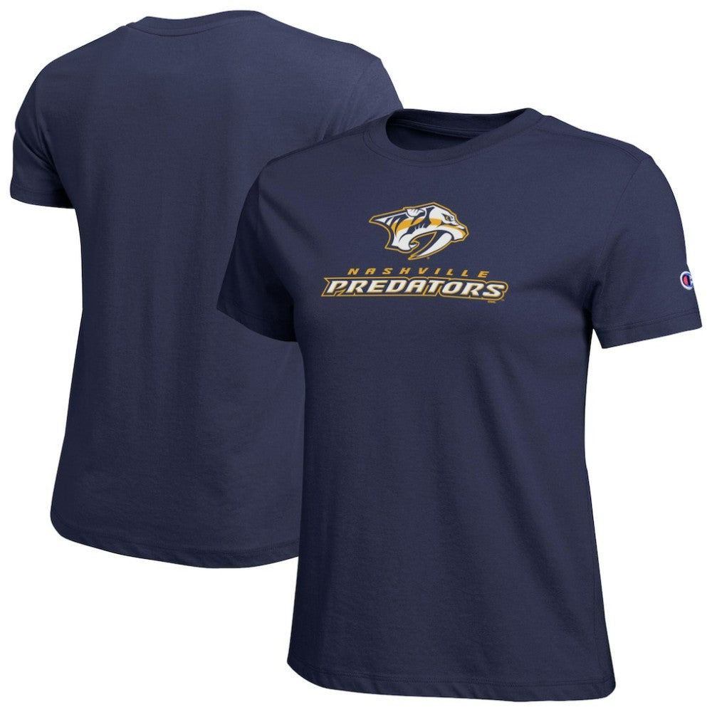 Nashville Predators Champion Women's Wordmark Lockup T-Shirt Navy