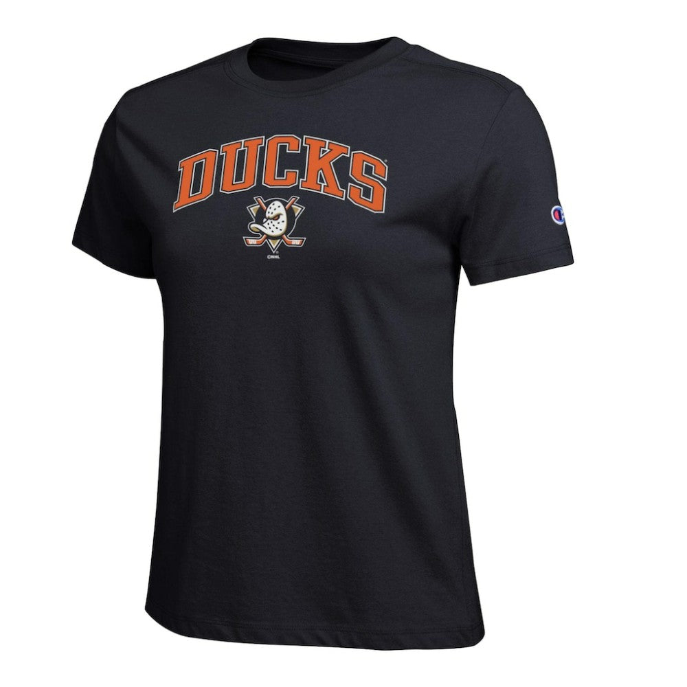 Anaheim Ducks Champion Women's Arch Mascot Logo T-Shirt Black