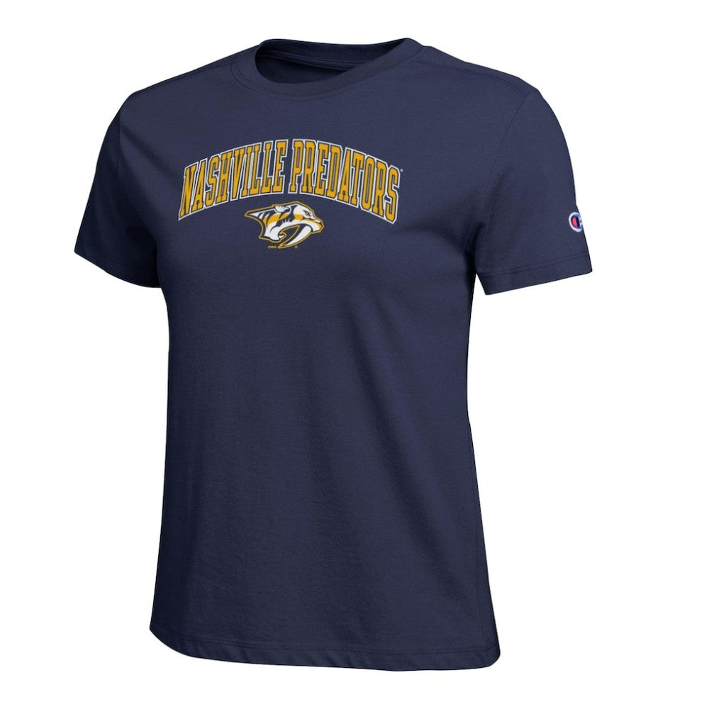 Nashville Predators Champion Women's Arch Mascot Logo T-Shirt Navy
