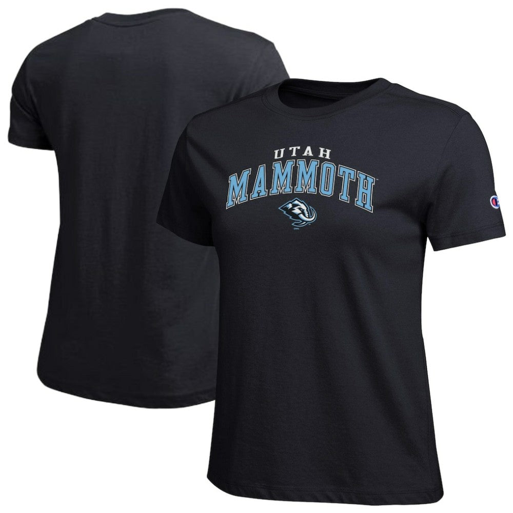 Utah Mammoth Champion Women's Arch Mascot Logo T-Shirt Black