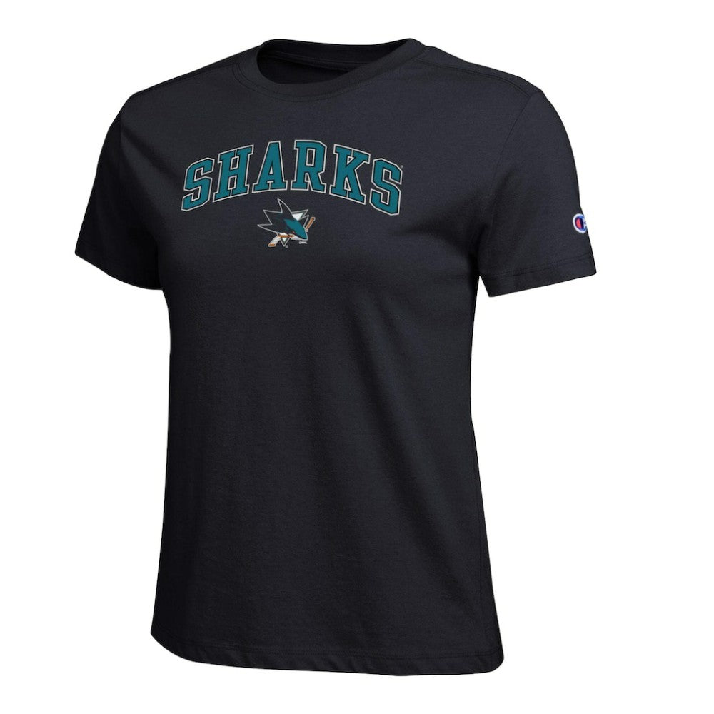 San Jose Sharks Champion Women's Arch Mascot Logo T-Shirt Black