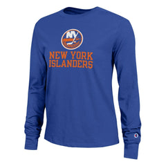New York Islanders Champion Women's Wordmark Lockup Long Sleeve T-Shirt Royal