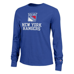New York Rangers Champion Women's Wordmark Lockup Long Sleeve T-Shirt Royal