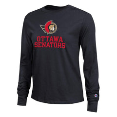 Ottawa Senators Champion Women's Wordmark Lockup Long Sleeve T-Shirt Black