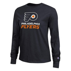 Philadelphia Flyers Champion Women's Wordmark Lockup Long Sleeve T-Shirt Black