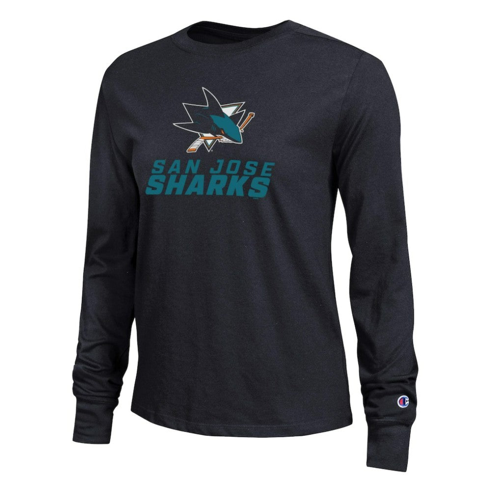 San Jose Sharks Champion Women's Wordmark Lockup Long Sleeve T-Shirt Black