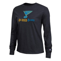 St. Louis Blues Champion Women's Wordmark Lockup Long Sleeve T-Shirt Black