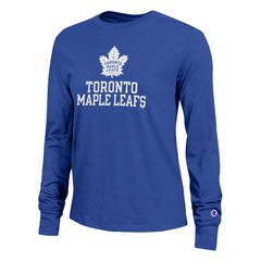 Toronto Maple Leafs Champion Women's Wordmark Lockup Long Sleeve T-Shirt Royal