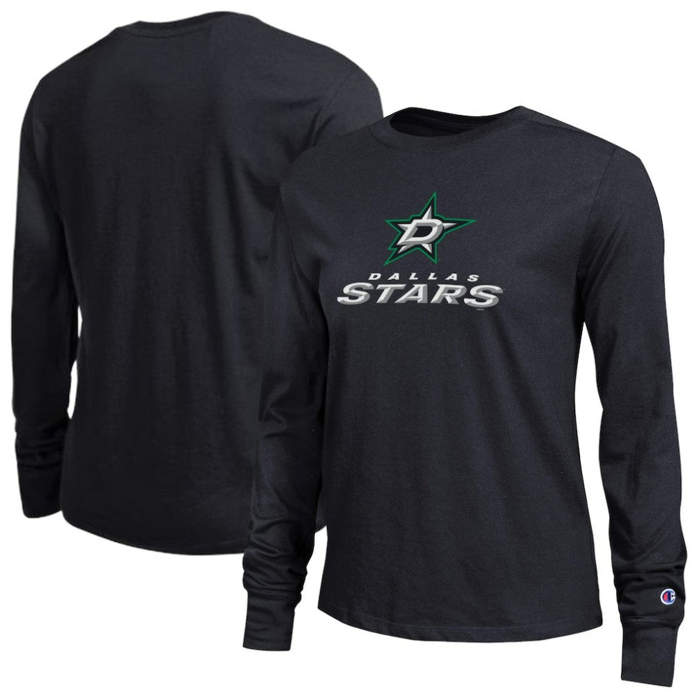 Dallas Stars Champion Women's Wordmark Lockup Long Sleeve T-Shirt Black