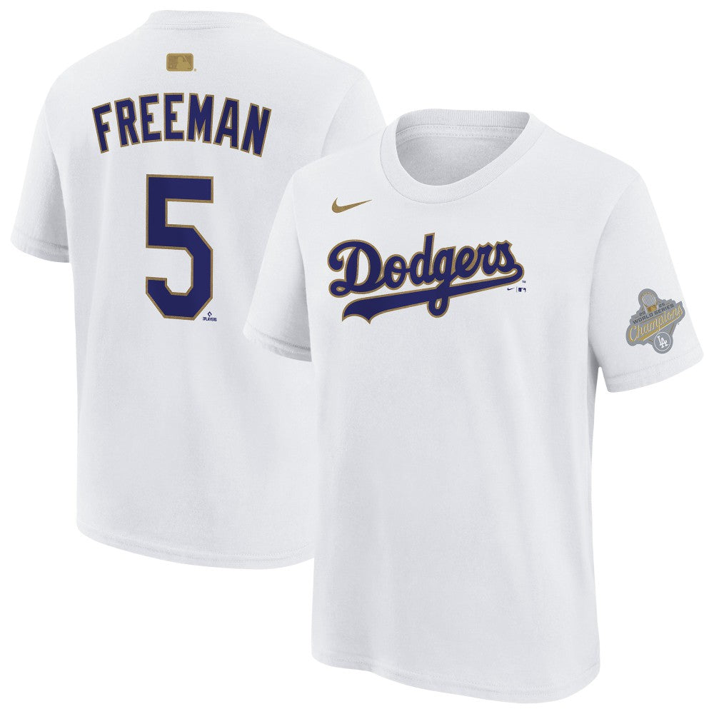 Freddie Freeman Los Angeles Dodgers Youth 2026 Gold Collection Name & Number T-Shirt White | Nike